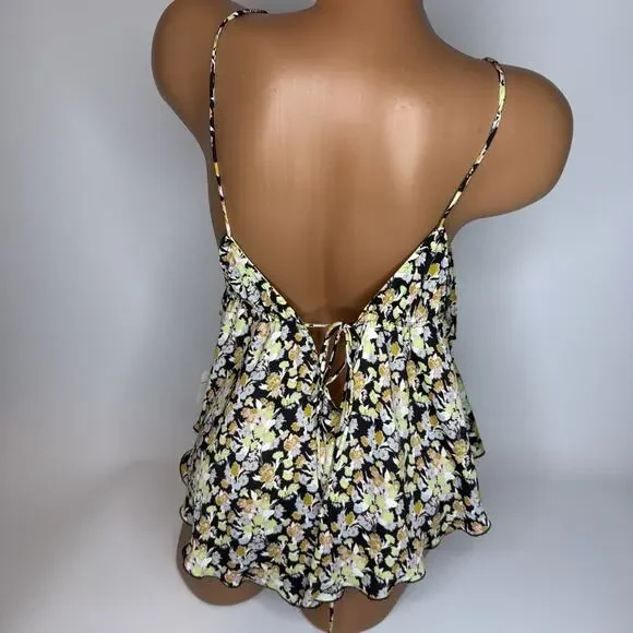 Intimately Free People Floral Cami Tank Top Satin Flowy Low Back Small NWT Boho - Picture 4 of 15